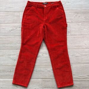 Judy Blue Womens Red/orange Five Pocket Mid-Rise Slim Fit Corduroy Pants Size 29